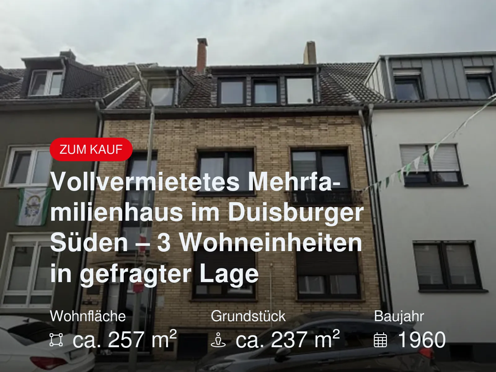 Neu im Angebot: Vollvermietetes Mehrfamilienhaus im Duisburger Süden – 3 Wohneinheiten in gefragter Lage